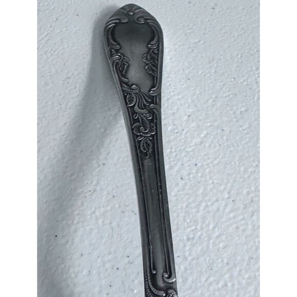 Vtg Amefa Holland Stainless Set Large Serving Spoons Satin Scroll Leaf Flatware - Picture 7 of 10